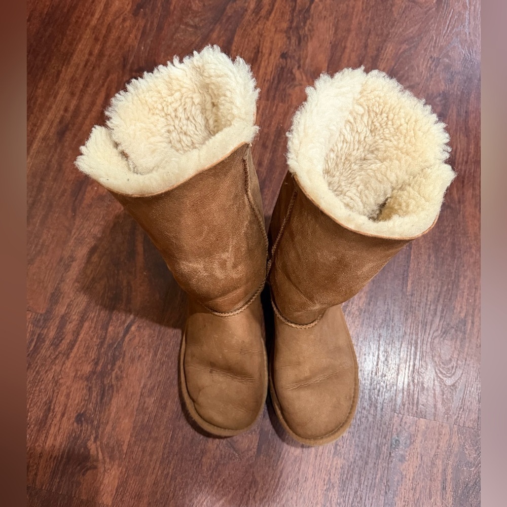 UGG Tall Bailey Button Chestnut Brown Boots Womens Size 5
